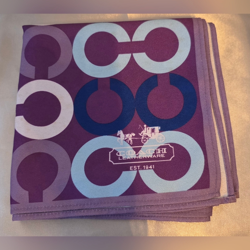 RARE Coach x Miss Furoshiki Scarf Wrap Purple Logo Print Square Japan Collab - Picture 2 of 14